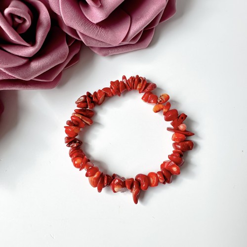 Bransoletka damska z kamieni naturalnych nieregularny Koral kamień witalny