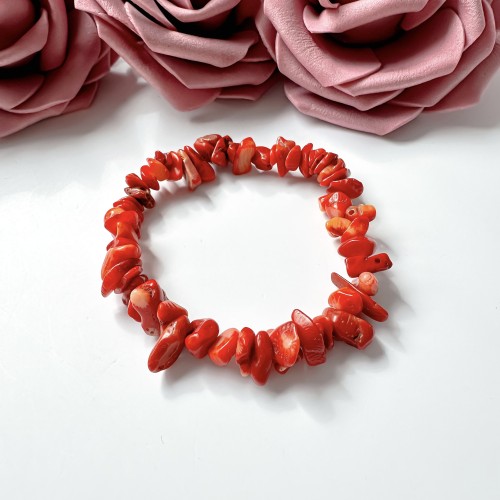 Bransoletka damska z kamieni naturalnych nieregularny Koral kamień witalny