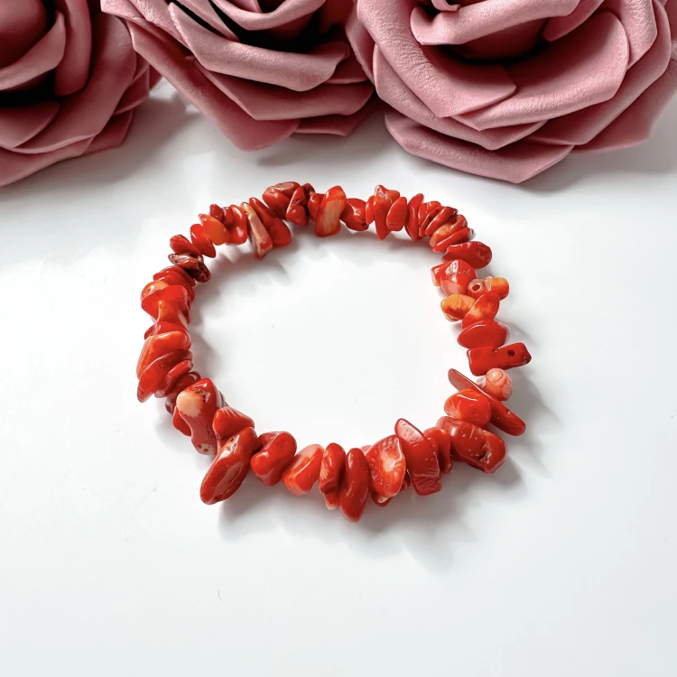 Bransoletka damska z kamieni naturalnych nieregularny Koral kamień witalny