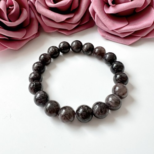 Bransoletka damska z kamieni naturalnych grafitowy Marmurek kule 10 mm