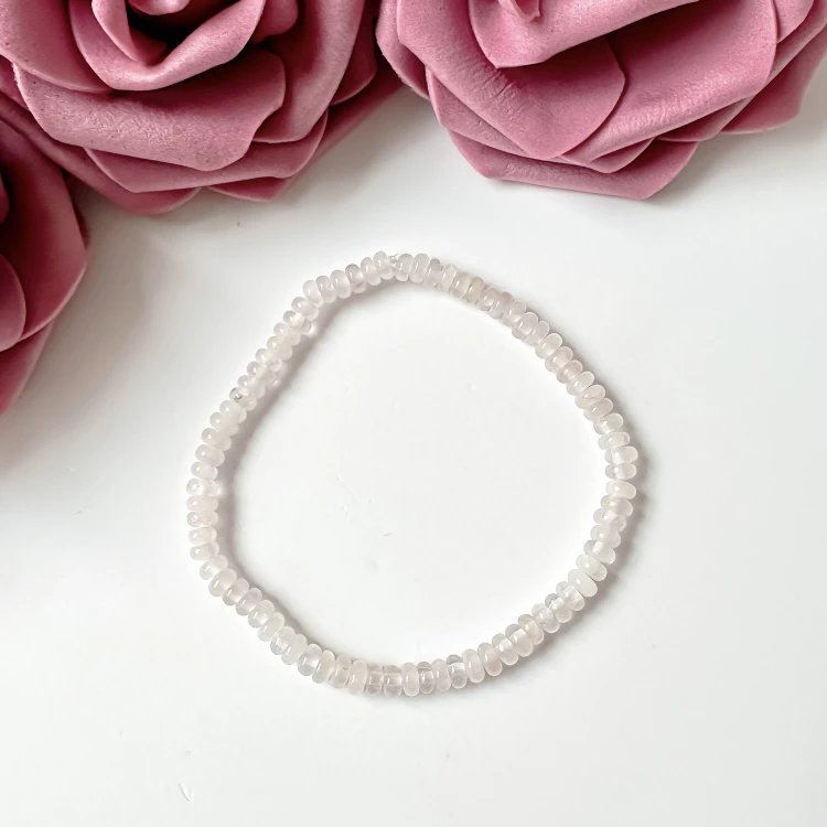 Bransoletka damska z kamieni naturalnych Kwarc Różowy oponki 4 mm kamień miłości