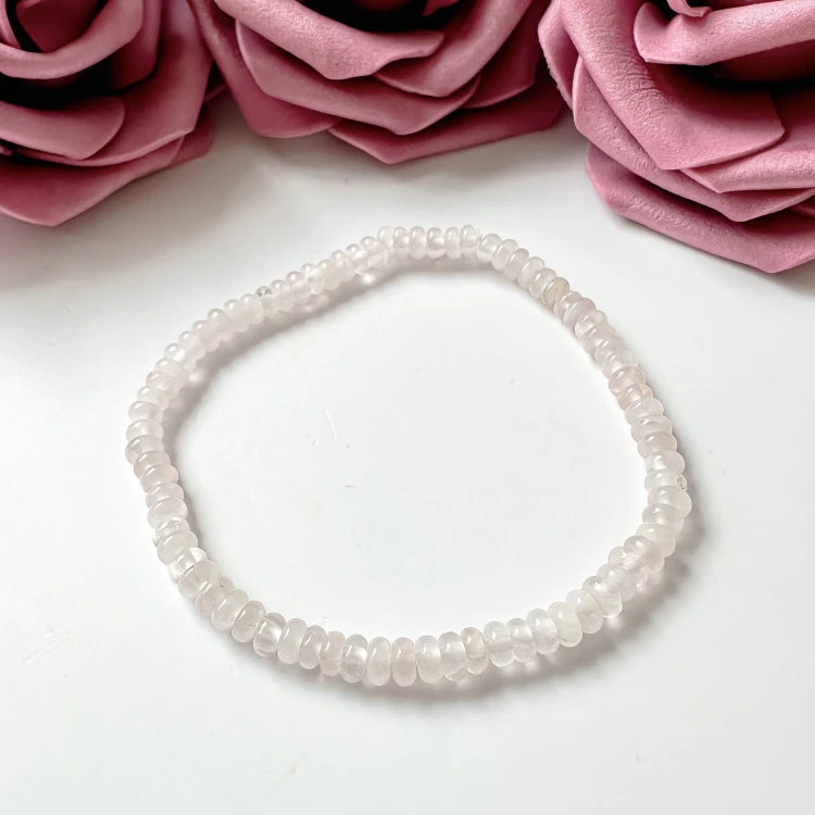 Bransoletka damska z kamieni naturalnych Kwarc Różowy oponki 4 mm kamień miłości