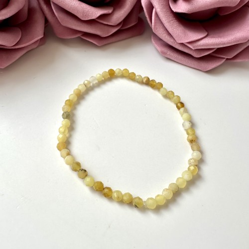 Bransoletka damska z kamieni naturalnych Opal żółty fasetowane kule 3,5 mm
