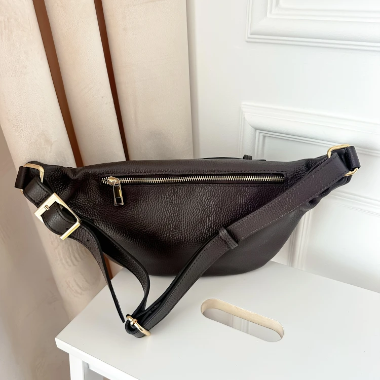 Torba typu nerka Choco skórzana Laura Biaggi brązowa czekoladowa