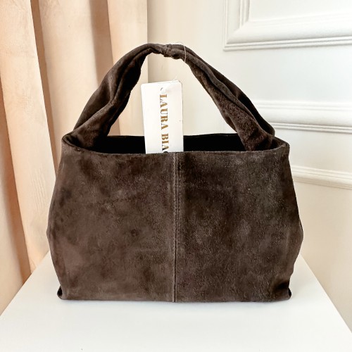 Torba damska kuferek do ręki skórzana Choco Laura Biaggi brązowa czekoladowa