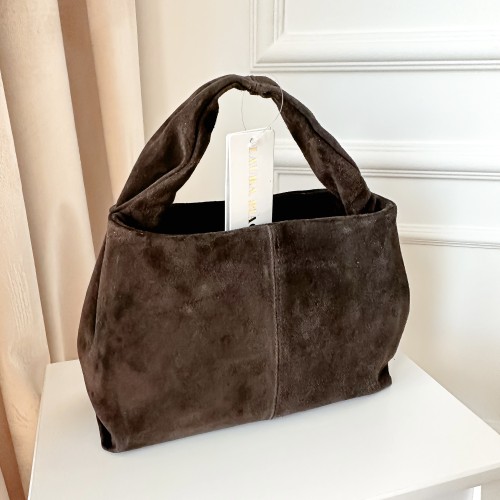 Torba damska kuferek do ręki skórzana Choco Laura Biaggi brązowa czekoladowa