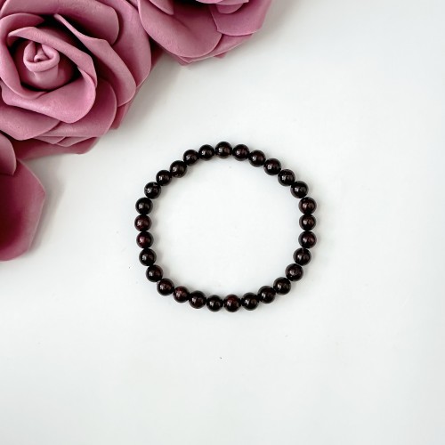 Bransoletka damska z kamieni naturalnych Granat kule 6 mm